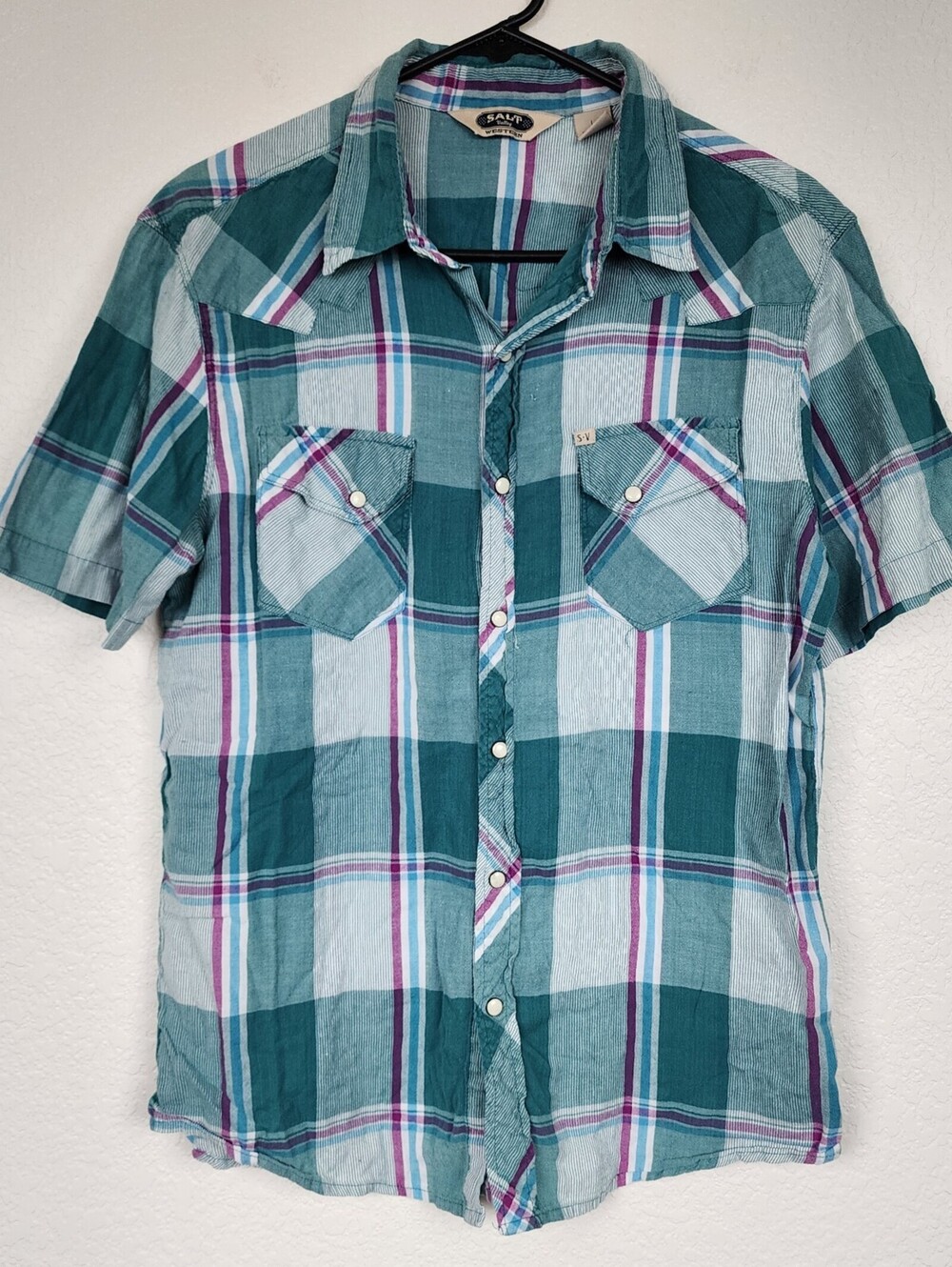 100% Cotton Salt Valley Western Large Plaid Shirt